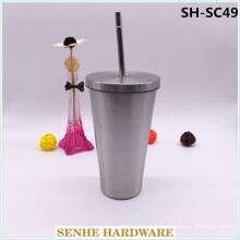 Tasse de voyage en acier inoxydable de 450 ml avec paille en acier inoxydable (SH-SC49)